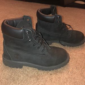 Big kids boys timberland black boots size 5